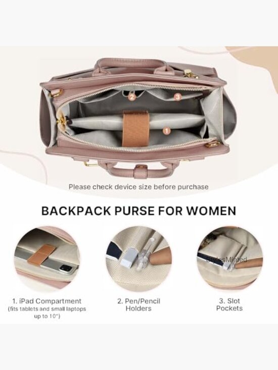 Convertible PU Leather Backpack Purse 4-in-1 Travel Handbag with Removable Strap